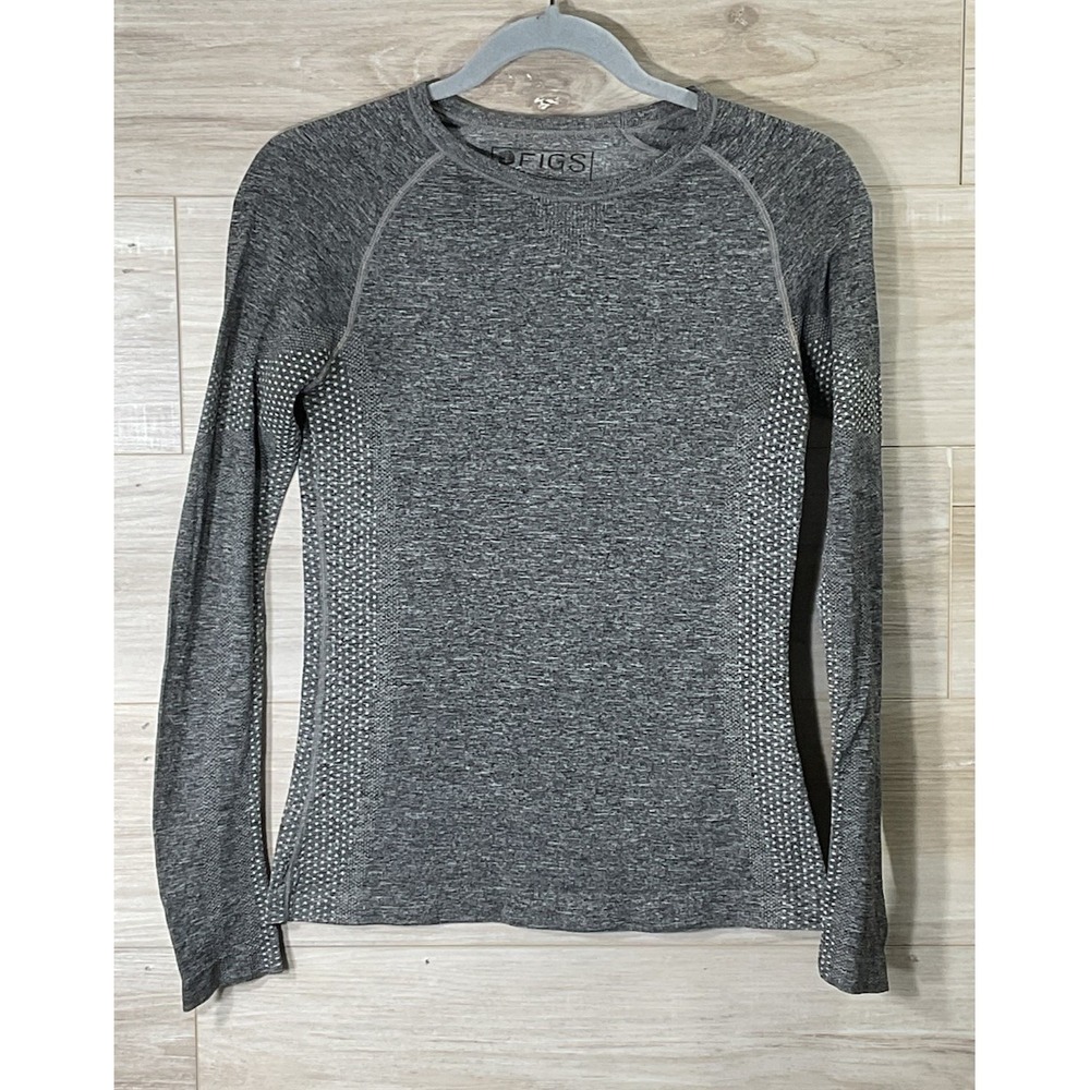 FIGS Seamless Long Sleeve Underscrub Top Graphite Heather XS